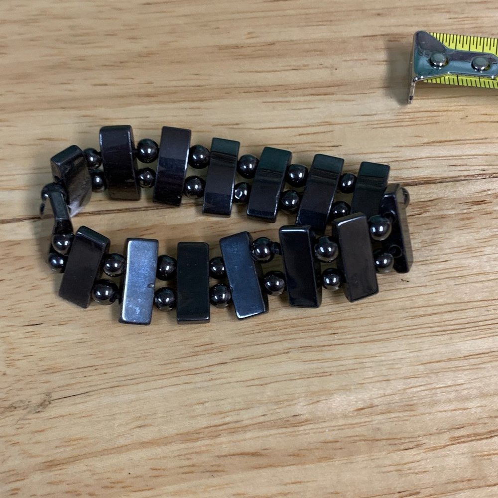 Hematite Bracelet - Rectangles & Spheres